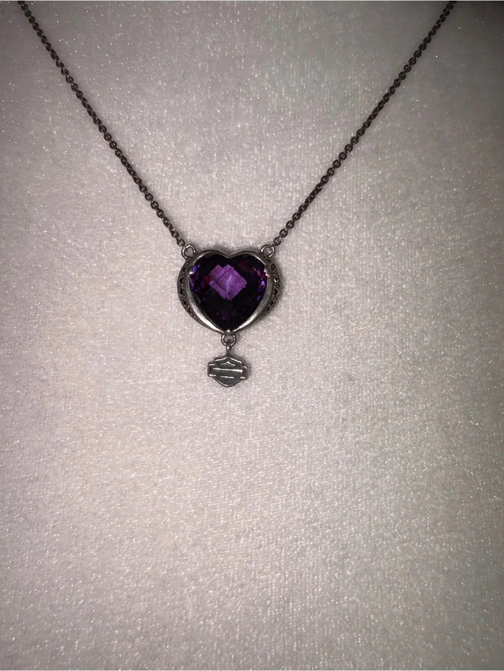 Harley Davidson 3 piece Purple Heart 925 sterling ring size 8 see description